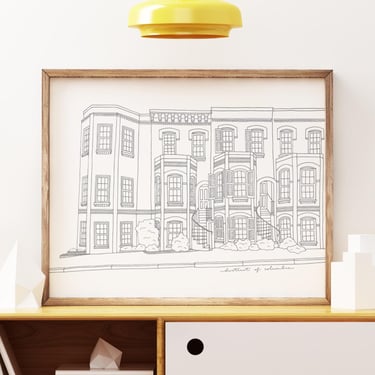 Poster // Washington, DC Row Homes // Architectural Line Drawing // Multiple Sizes Available 