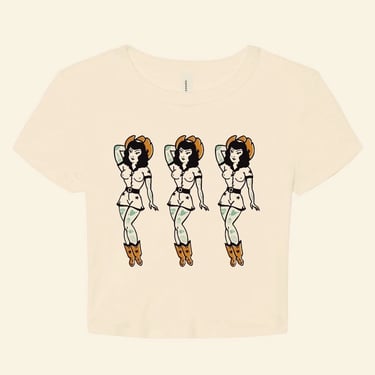 Pre-Order &mdash; tattooed cowgirls fitted cropped baby tee 