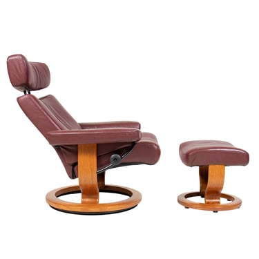 Ekornes Stressless Norwegian Modern Lounge Chair w Adj Headrest + Ottoman