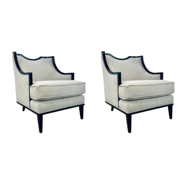 A.r.t.. Furniture Transitional Light Beige Club Chairs Pair