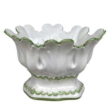 Vintage Italian Porcelain Flared Lotus Centerpiece Planter Bowl