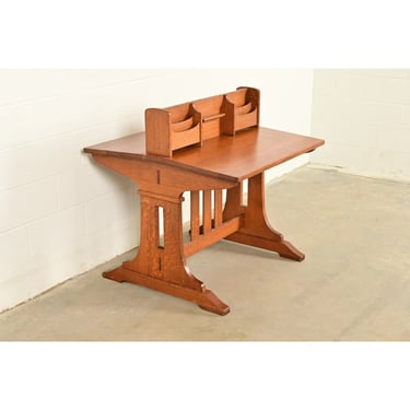 Limbert Antique Mission Oak Arts & Crafts Double Desk or Partner’s Desk, Circa 1910