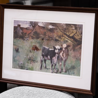 Vintage Calf Oil Painting