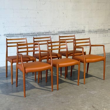 J.L. Moller Teak Model 78 and 62 Dining Chairs Set of 6 Danish Mid-Century Modern 1960s 