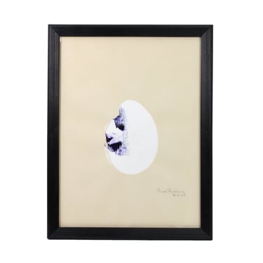 Mid Century Modern Abstract Egg Oil Painting by Oscar Rodriquez 1969 Mexican