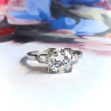 MidCentury Diamond Engagement Ring Platinum : 1.54 ct tw 