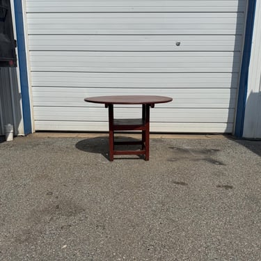 Vintage Folk Art Style Painted Round Flip-Top Dining Table 