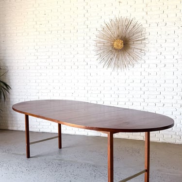 1960s Paul McCobb Oval Walnut Dining Table with two leaves