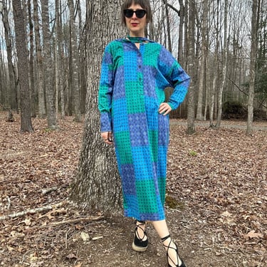 1980s Souleiado Cotton Jersey Provencal Print Dress 