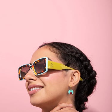 Deco Sunglasses: Chartreuse + Sky Blue