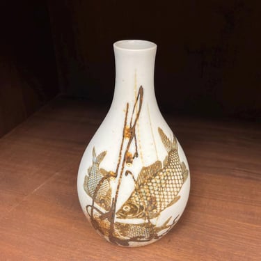 Vintage Scandinavian Chinoiserie Koi Fish Nil Thorsen Royal Copenhagen Ceramic of Denmark 1970s 