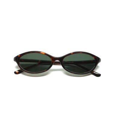 Authentic 1990s Mod Tortoise Oval Narrow Frame Sunglasses 