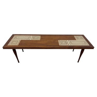 Mid-Century Modern Walnut Tile-Top Coffee Table 