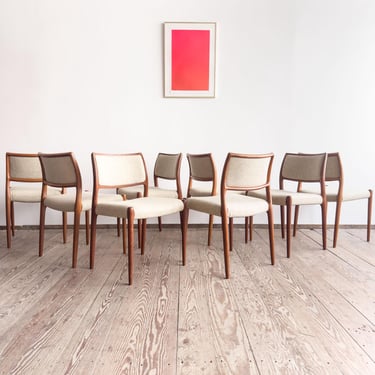 Set of 8, Dining Chairs by Niels O. M&oslash;ller, Modell 80, JL Moller 