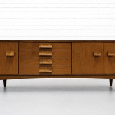 Extra Long Mid Century Modern TEAK + Rosewood CREDENZA / Sideboard by Bath Cabinet Makers, Made in England, c. 1960's 