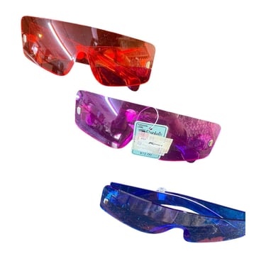 lot of 1980s vintage sunglasses red blue purple shield style italian 80s fashion 