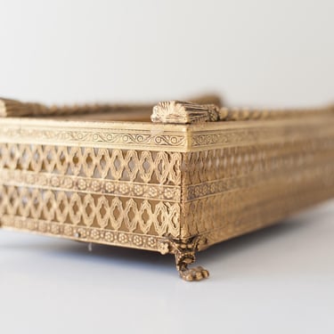 Vintage Brass Footed Tissue Cover 