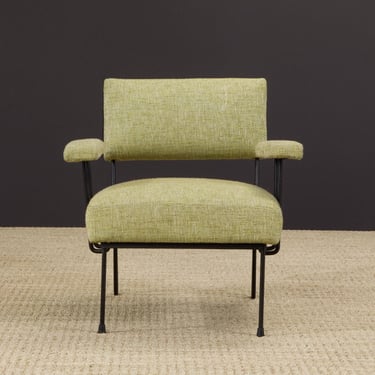 Dan Johnson Pacific Iron Attributed Armchair, Mid Century Modern Lounge Chair, Sculptural Iron Frame Chair, circa 1950s 