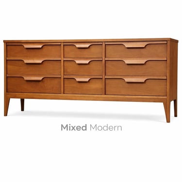 Walnut Long 62” Dresser by Johnson Carper 