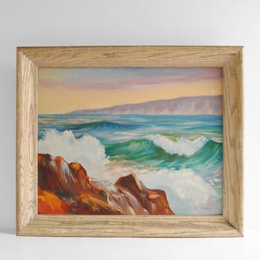 Vintage California Seascape Original Oil Painting of La Jolla 