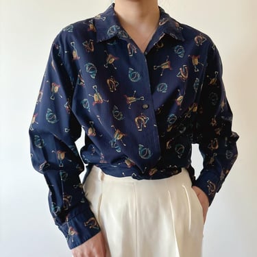 vintage blouse Brooks brothers vintage shirt vintage top vintage style button down minimalist capsule wardrobe blue size M 