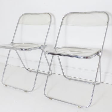 Pair Of Vintage Italian Folding ' Plia ' Chairs By Giancarlo Piretti For Castelli Italy 