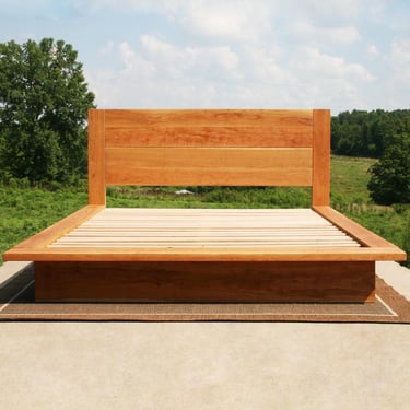 NcFwV01 +Low Platform Solid Hardwood Bed, wide Platform Sides & Headboard; NcFwV02, wider platforms, posts; NcFvV01, cantilever, no platform 