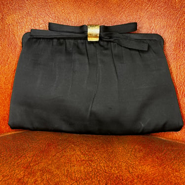 50's After Five Black Bow Clutch