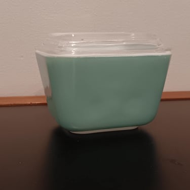 Vintage Pyrex Turquoise Refrigerator Dish 501 with Lid MCM 1.5 Cup Aqua Fridgie USA 