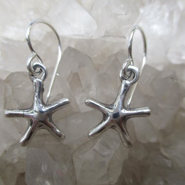 Small Sea Star Earrings -Hand Cast Sterling Silver- 1/2