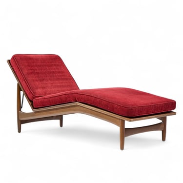 Kofod Larsen for Selig Mid Century Walnut Chaise Lounge Chair - mcm 