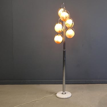 Vintage murano glass floor lamp by Mazzega, 1970s - vintage chrome floor lamp - large floor lamp - italian floor lamp - chrome  floor lamp 