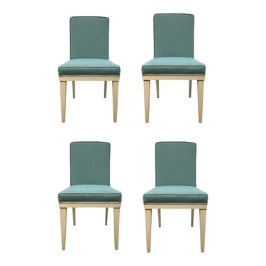 Theodore Alexander Modern Robin's Egg Blue Fret Work Dining Chairs Set of 4 Ax40007