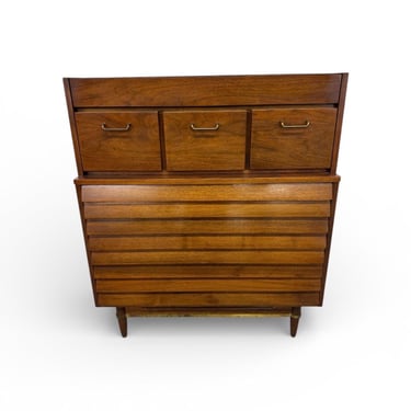 Mid-Century Modern American of Martinsville Dania Walnut High Chest 