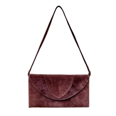 Vintage 1970s Wine Suede Convertible Purse, 70s Norman Kaplan Convertible Shoulder Bag to Clutch, VFG 