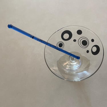 Vintage 1940s Stork Club Cobalt Blue Hand Blown Glass Swizzle Stick w Grey Etching | New York, WWII, Barware, Mid Century, Elite, Souvenire 