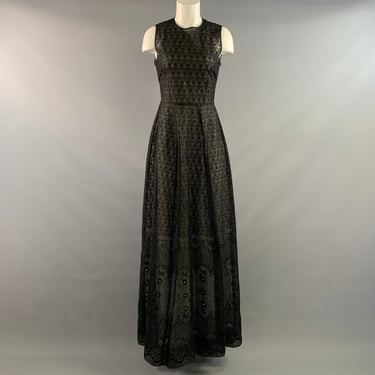 Nº21 Size 4 Black White Silk Floral Long Gown Evening Dress