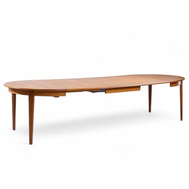 Arne Vodder Mid Century Danish Teak Expanding Round Dining Table with 3 Leaves - mcm 