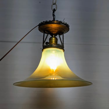 Antique 1920s Uranium Glass Ceiling Light
