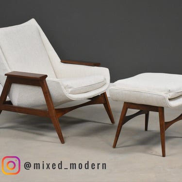 Mel Abitz Walnut Malabar Lounge Chair and Ottoman 