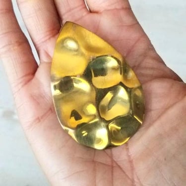 Farida Vintage 80s Jumbo Gold Hammered Brass Statement Earrings 