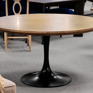 Arhaus 'Powell' Round Brass Clad Topped Dining Table