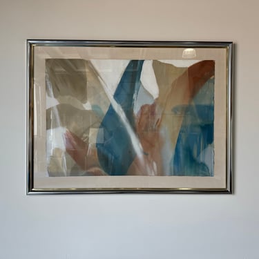 Johnson Mid Century  Expressionist Abstract Painting, Framed 