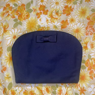 60's MM Black Foldover Evening Clutch with Bow Detail