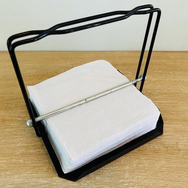 Vintage Mid Century Modern Black Metal Napkin Holder 