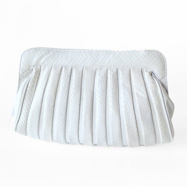 1980s White Snakeskin Clutch
