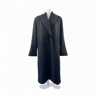 1980s Jofeld Double-Breasted Black Trench Coat 