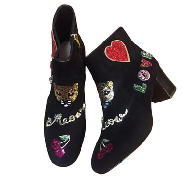 NY LIVERPOOL BLACK SUEDE EMBELLISHED ANKLE BOOTS