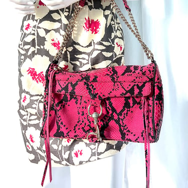 Y2K Crossbody Bag, 2000s Luxury Chic, PINK PYTHON Bag, Gold Chain Bag, Convertible Shoulder Strap, 70s Disco Chic Clutch, 90s Tom Ford Vibe 