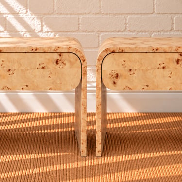 Pair of Blaise Nightstands with Drawer in Natural Burl
